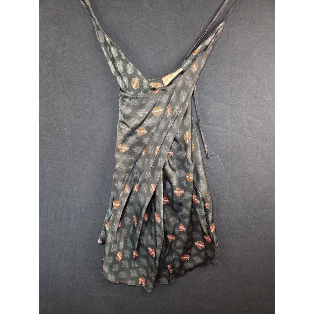 Harley Davidson Womens Black Silk Logo Print Wrap Camisole Top Small RN734699
